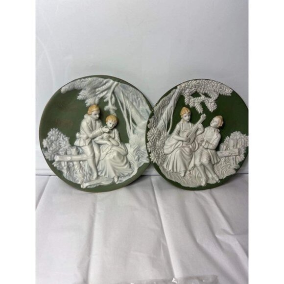 Ucagco Ceramic Rococo Plates - Set of 2 - Picture 1 of 9